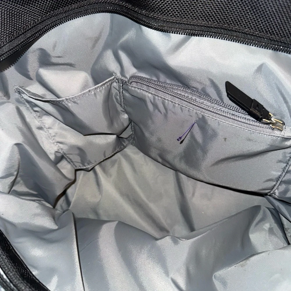 Tumi Two Tone Black and Gray Tote Bag with Modern Design Leather Straps